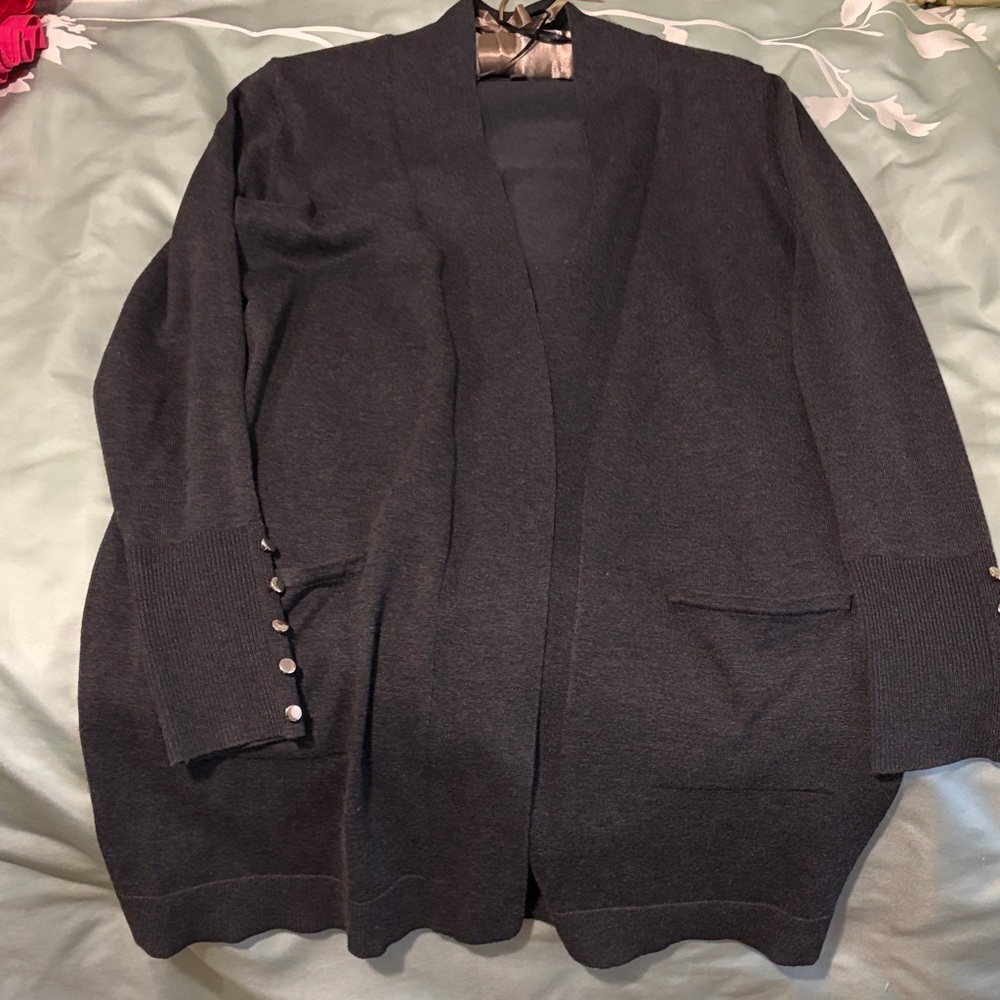 89th & Madison Black Open Front Cardigan